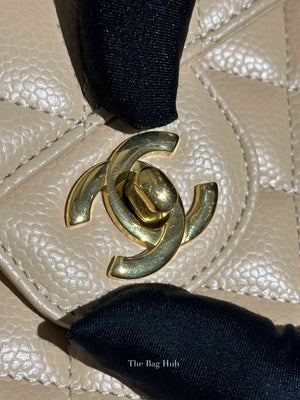 Chanel Light Beige Quilted Caviar Leather Small Classic Double Flap Bag