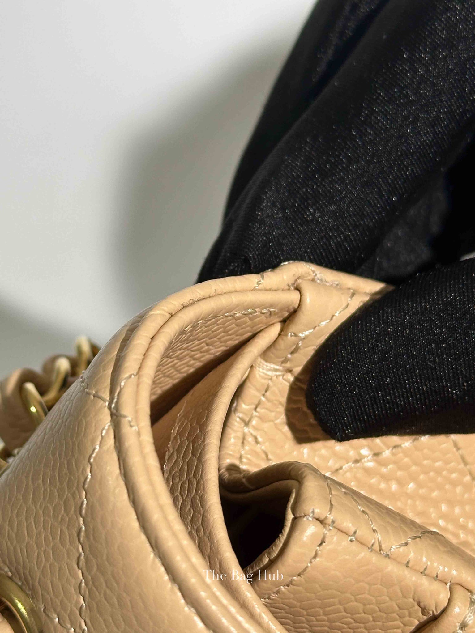 Chanel Light Beige Quilted Caviar Leather Small Classic Double Flap Bag