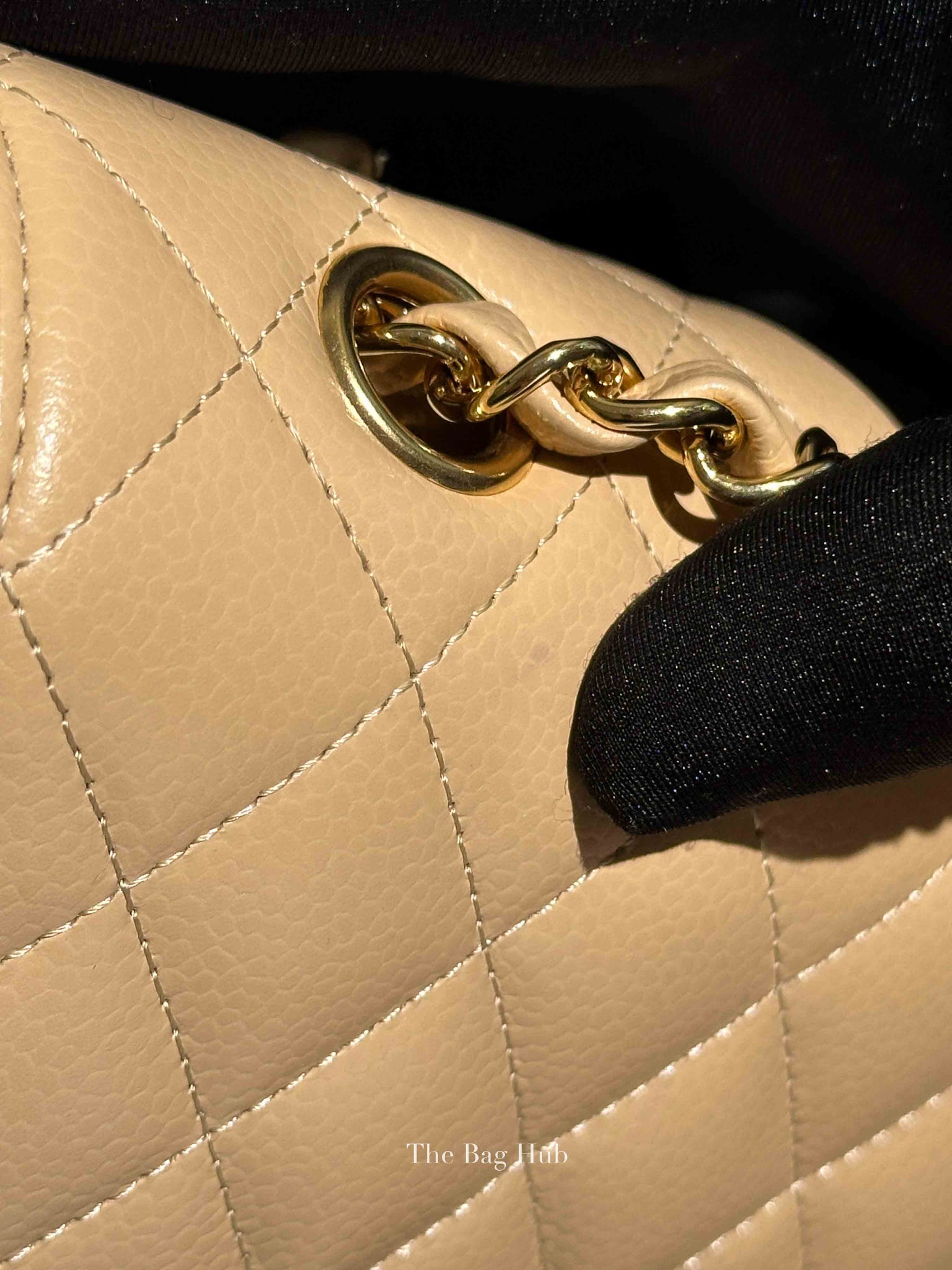 Chanel Light Beige Quilted Caviar Leather Small Classic Double Flap Bag