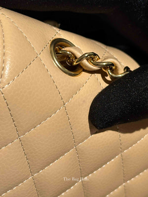 Chanel Light Beige Quilted Caviar Leather Small Classic Double Flap Bag