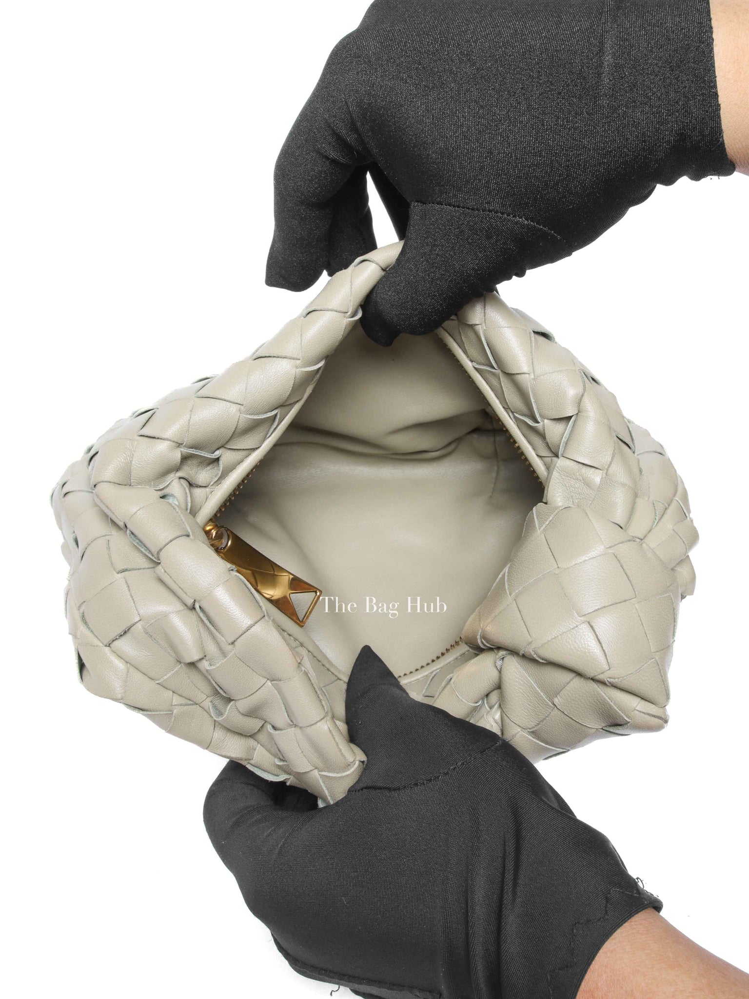 Bottega Veneta Travertine Intrecciato Leather Mini Jodie Top Handle Bag