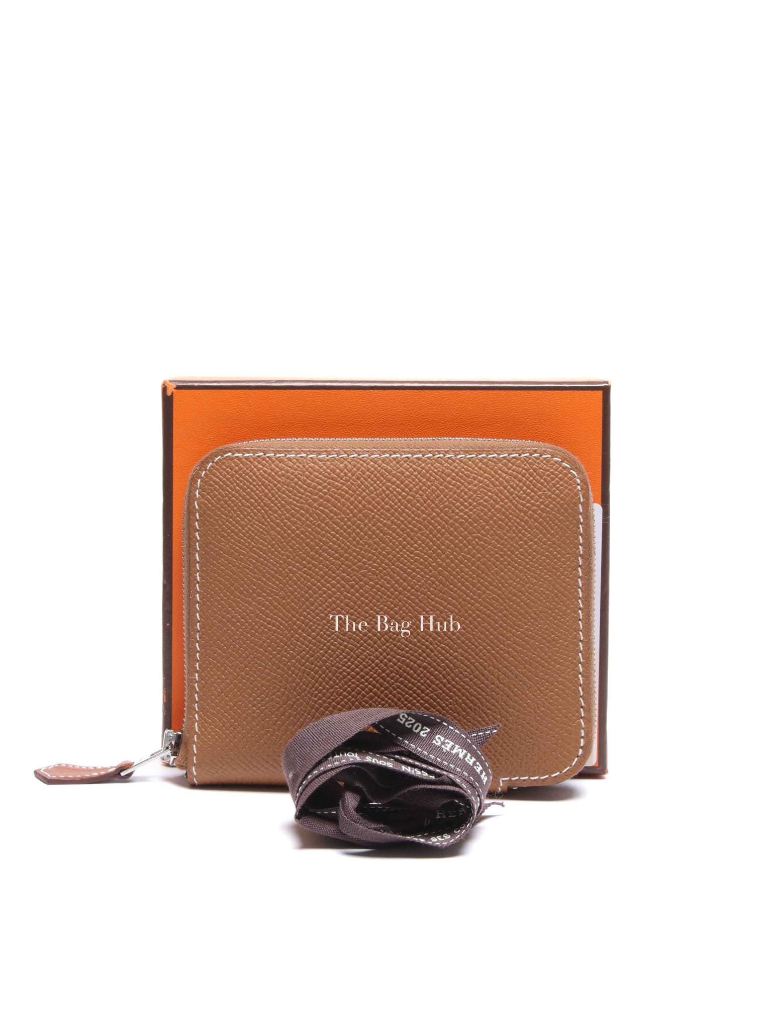 Hermes Gold Leather Silk'In Compact Wallet