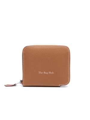 Hermes Gold Leather Silk'In Compact Wallet