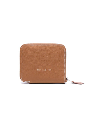 Hermes Gold Leather Silk'In Compact Wallet