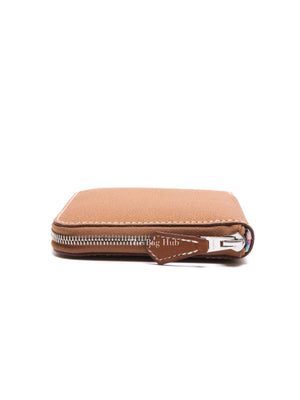 Hermes Gold Leather Silk'In Compact Wallet