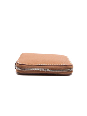 Hermes Gold Leather Silk'In Compact Wallet