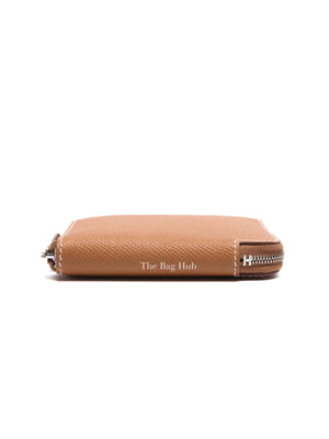 Hermes Gold Leather Silk'In Compact Wallet
