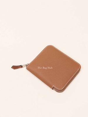 Hermes Gold Leather Silk'In Compact Wallet