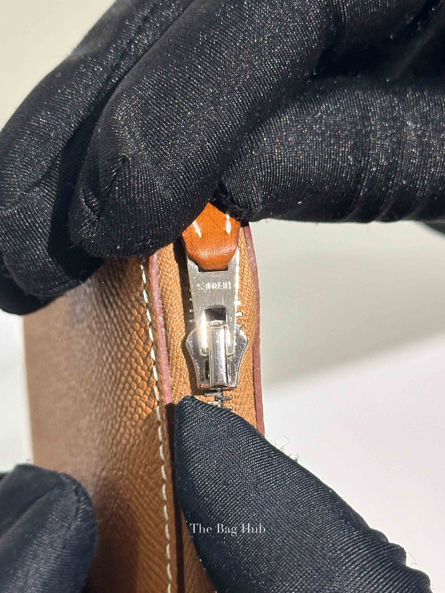 Hermes Gold Leather Silk'In Compact Wallet
