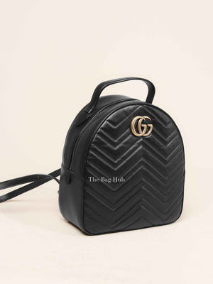 Gucci Black Calfskin Matelasse GG Marmont Dome Backpack