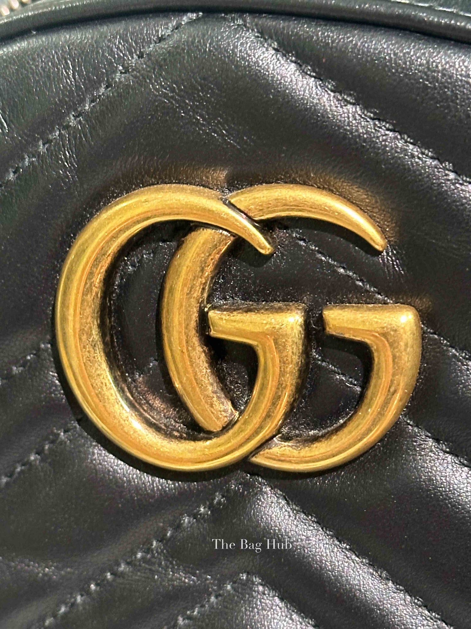 Gucci Black Calfskin Matelasse GG Marmont Dome Backpack