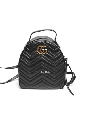 Gucci Black Calfskin Matelasse GG Marmont Dome Backpack