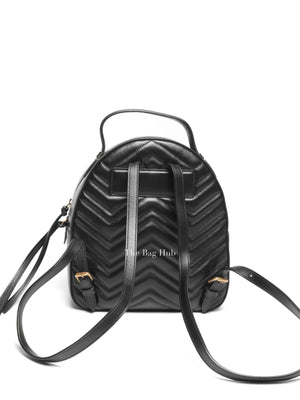 Gucci Black Calfskin Matelasse GG Marmont Dome Backpack