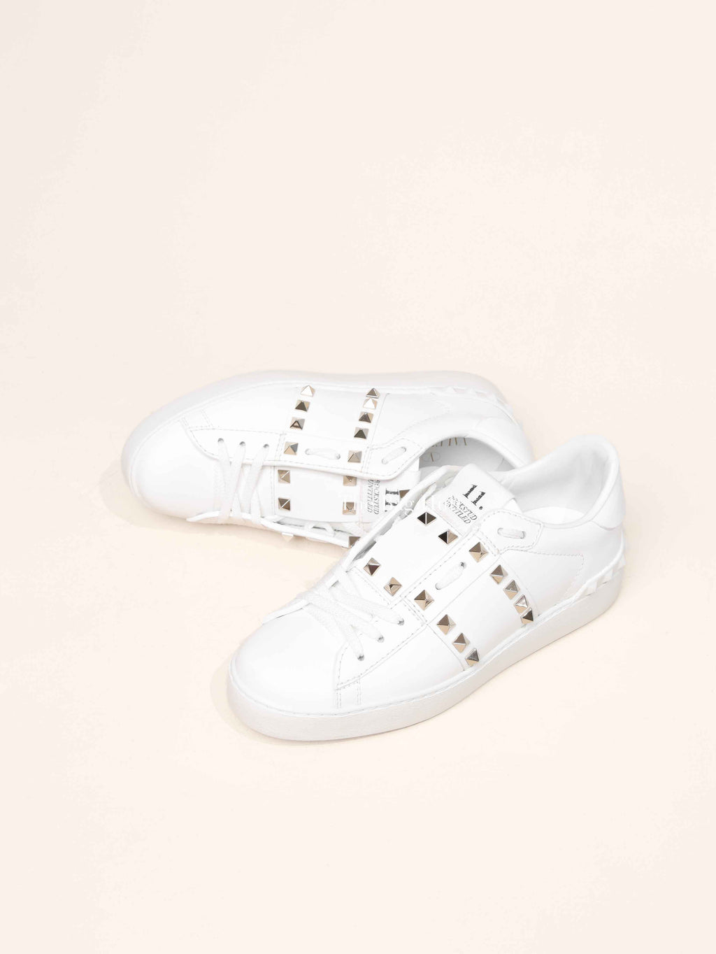 Valentino White Leather Rockstud Untitled Sneakers Size 36