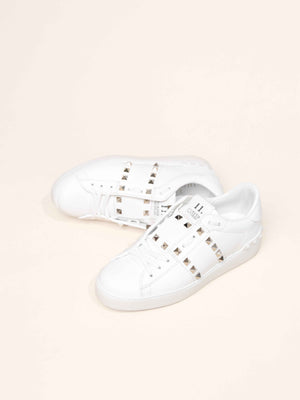 Valentino White Leather Rockstud Untitled Sneakers Size 36