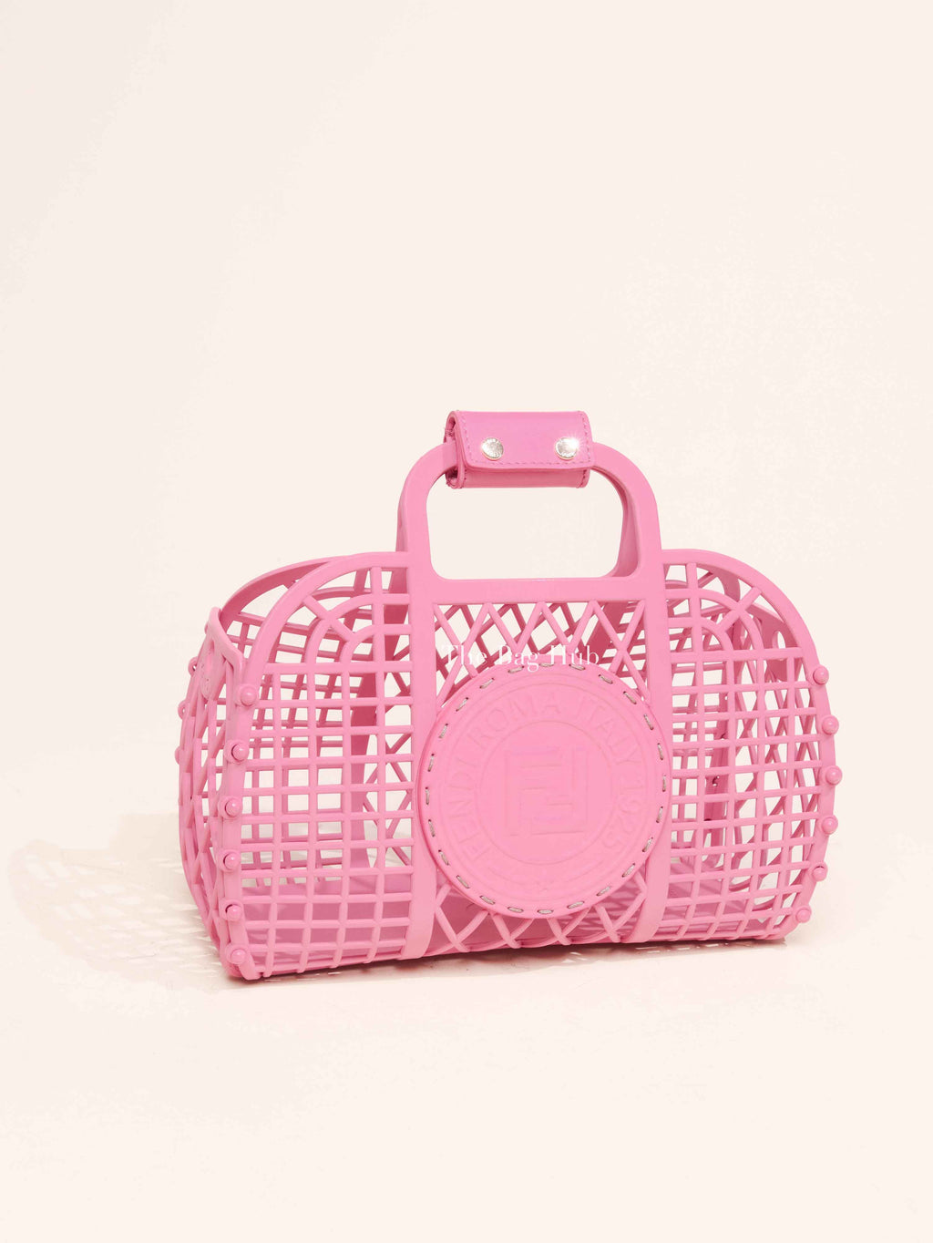 Fendi Rosa Matte Recycled Plastic Vitello Liberty Small Basket
