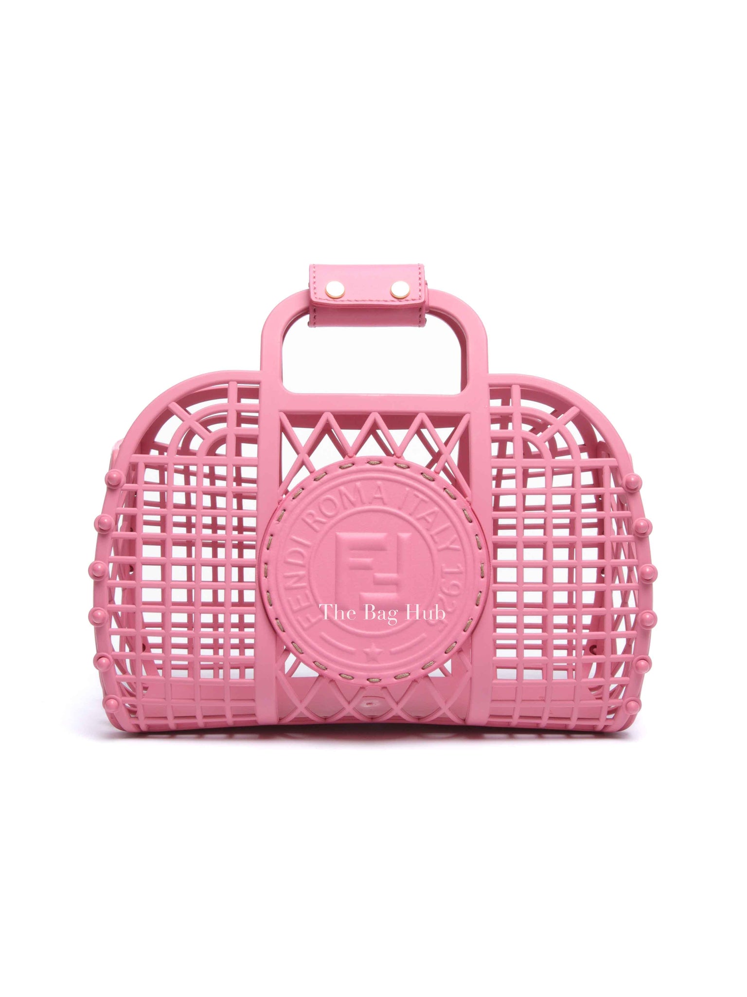 Fendi Rosa Matte Recycled Plastic Vitello Liberty Small Basket