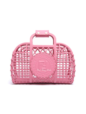 Fendi Rosa Matte Recycled Plastic Vitello Liberty Small Basket