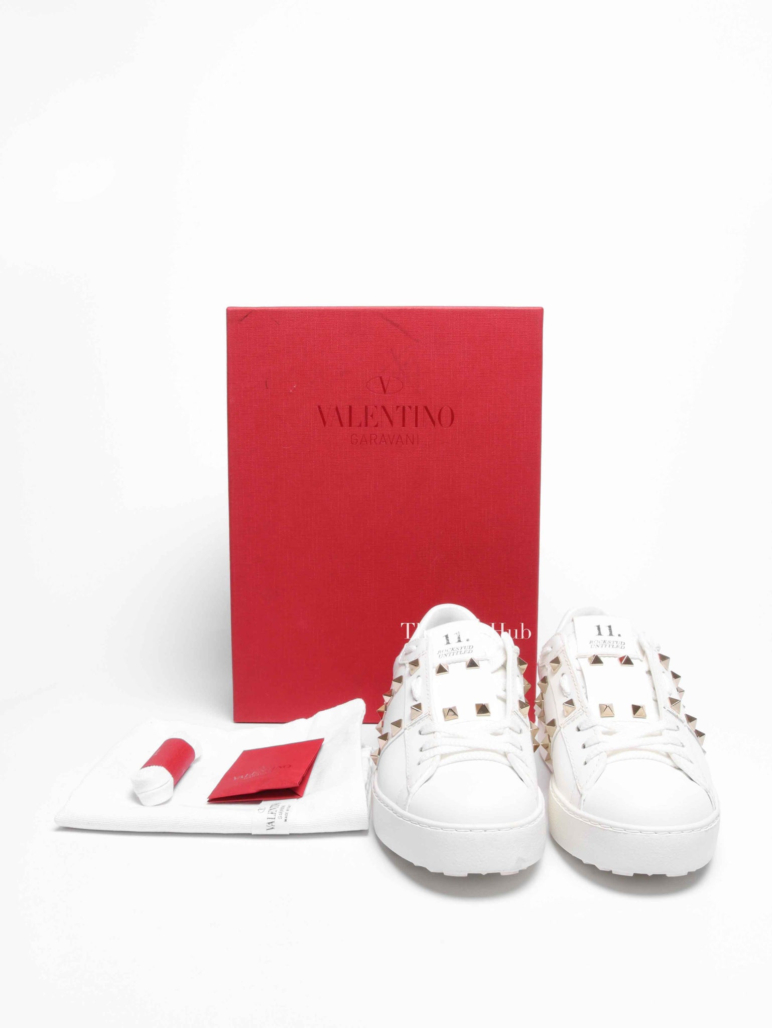 Valentino White Leather Rockstud Untitled Sneakers Size 36