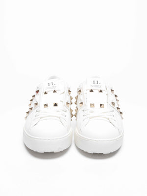 Valentino White Leather Rockstud Untitled Sneakers Size 36