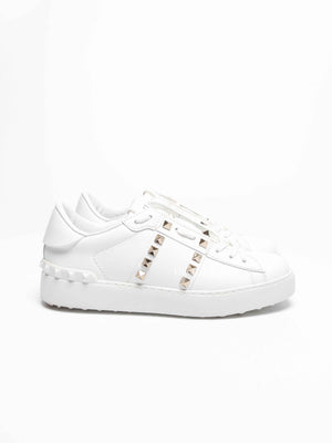 Valentino White Leather Rockstud Untitled Sneakers Size 36
