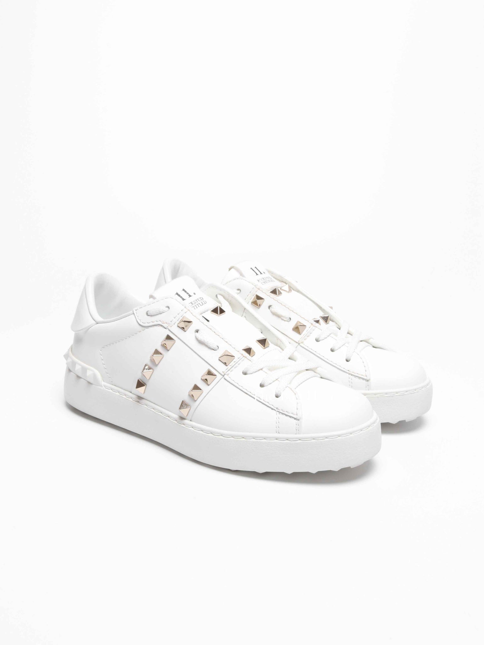 Valentino White Leather Rockstud Untitled Sneakers Size 36