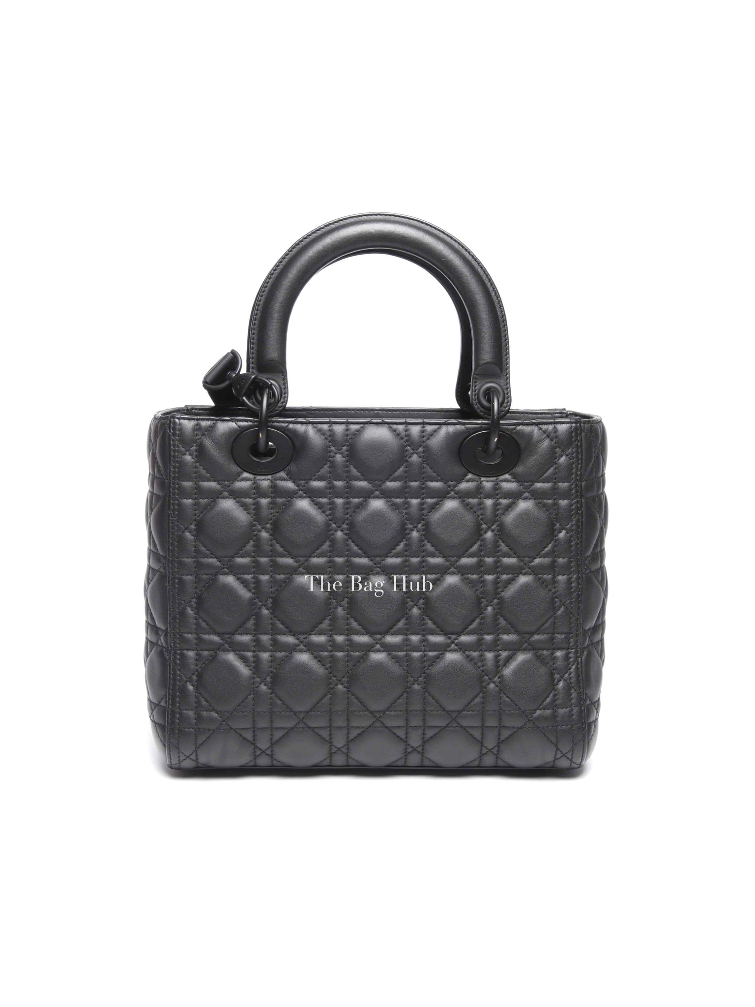 Dior Matte Black Lambskin Lady Dior Medium Bag