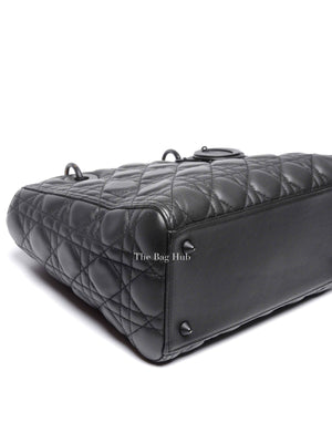 Dior Matte Black Lambskin Lady Dior Medium Bag