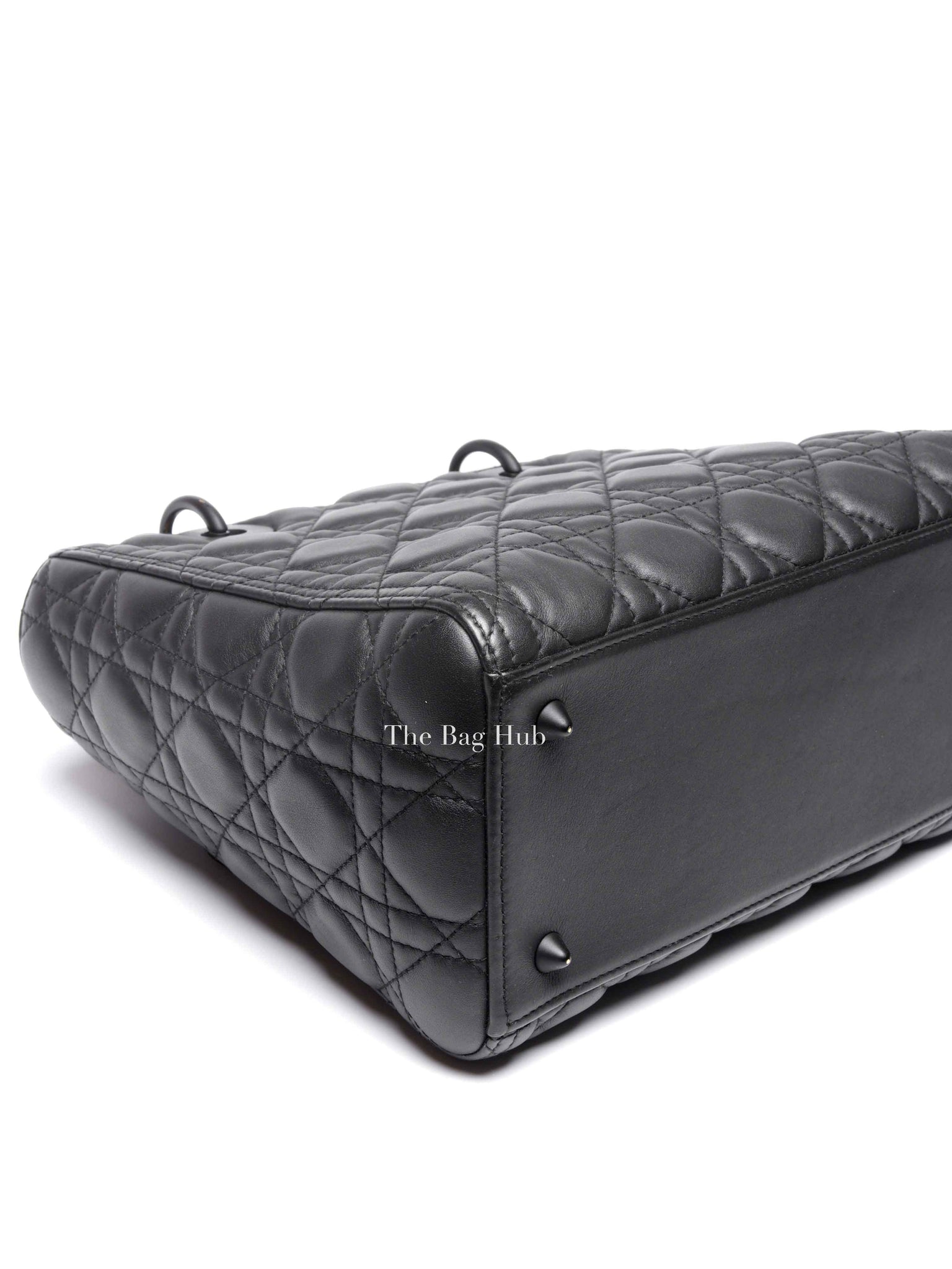 Dior Matte Black Lambskin Lady Dior Medium Bag
