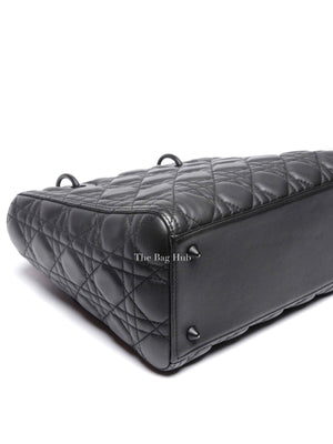 Dior Matte Black Lambskin Lady Dior Medium Bag