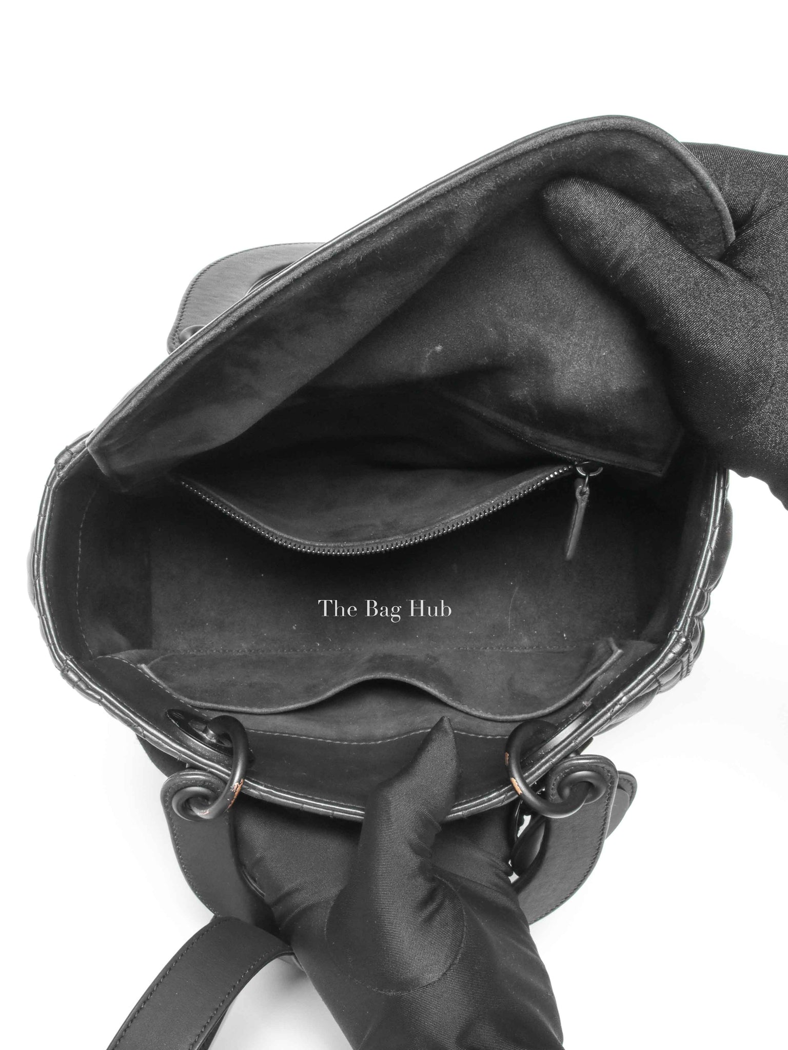 Dior Matte Black Lambskin Lady Dior Medium Bag