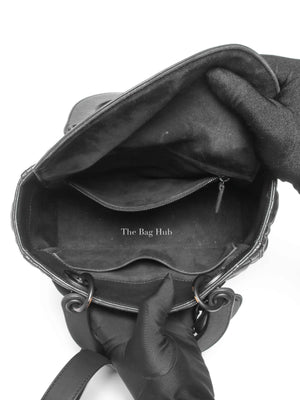 Dior Matte Black Lambskin Lady Dior Medium Bag