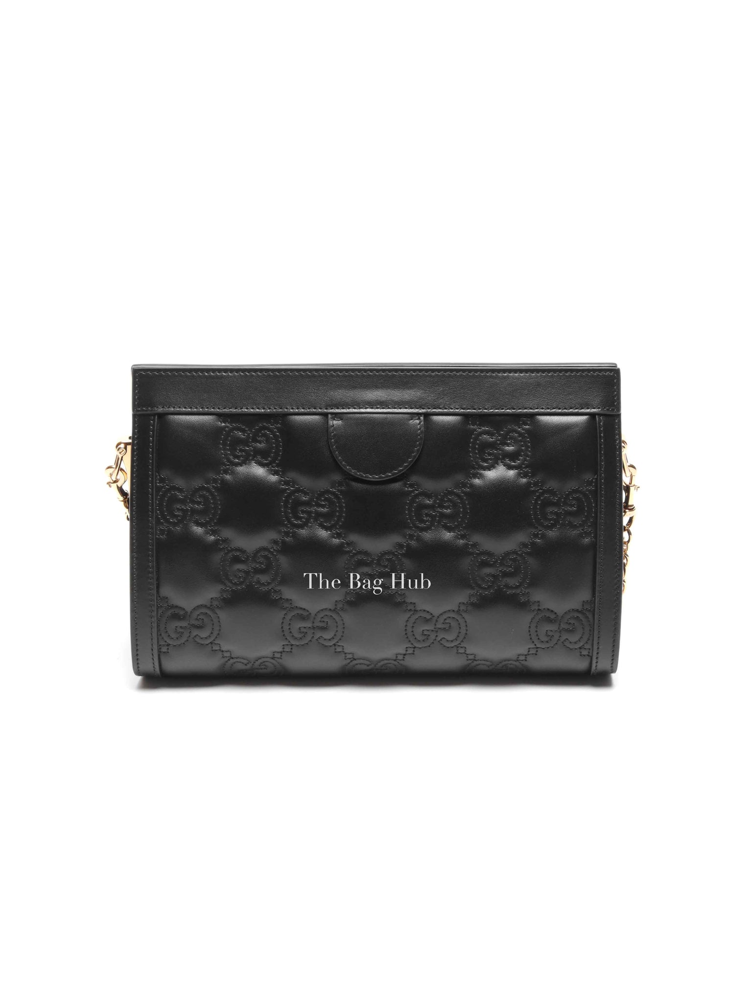 Gucci Black GG Matelesse Leather Slim Chain Small Clutch Bag