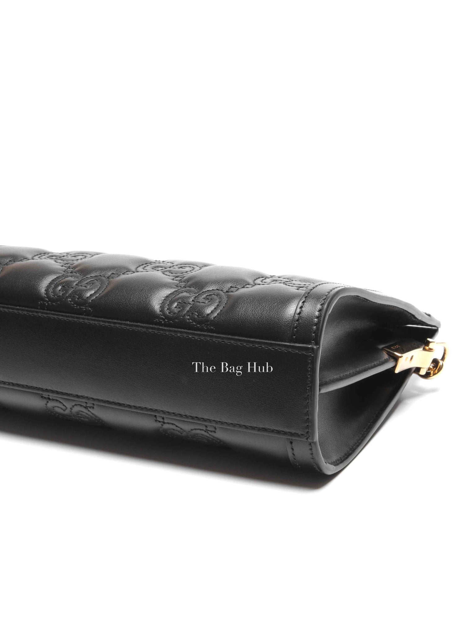 Gucci Black GG Matelesse Leather Slim Chain Small Clutch Bag