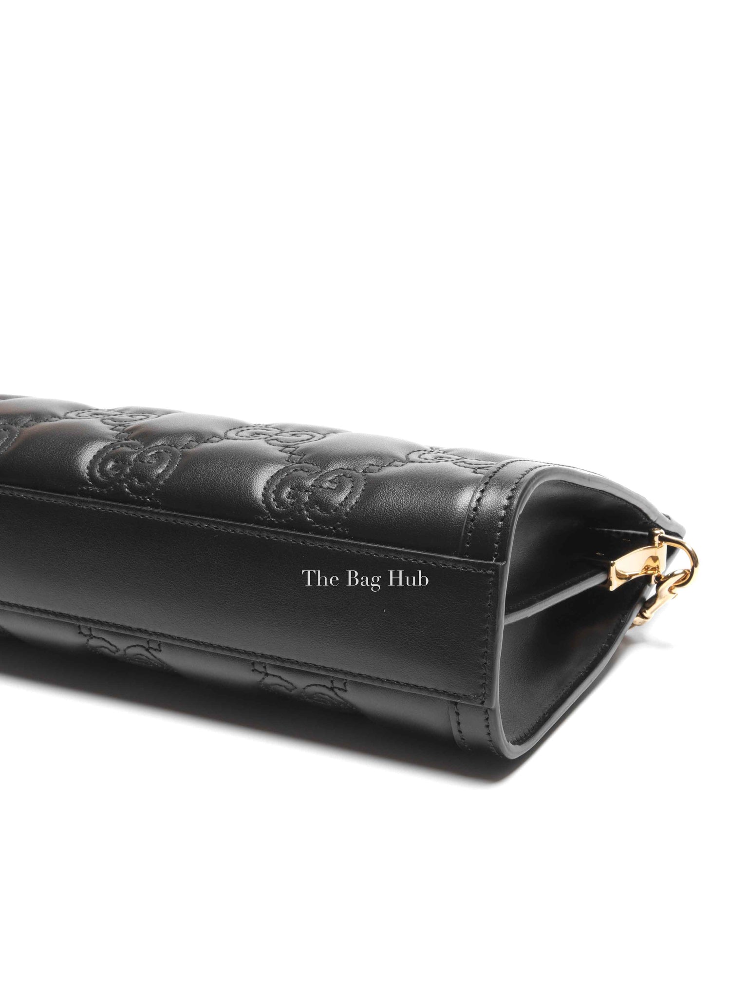 Gucci Black GG Matelesse Leather Slim Chain Small Clutch Bag