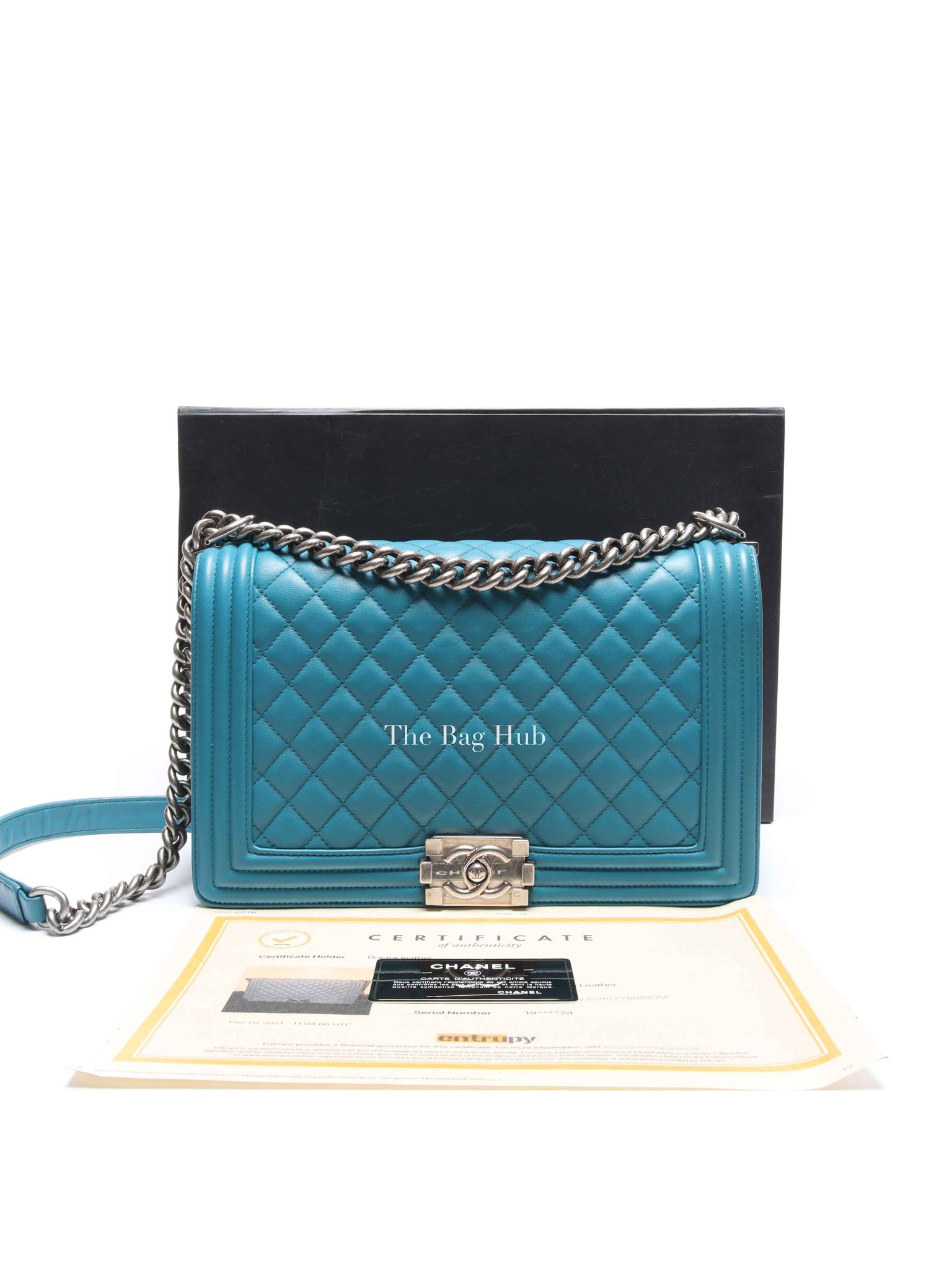 Chanel Teal Lambskin Quilted Le Boy Large Bag