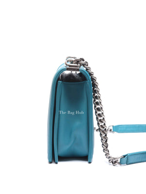 Chanel Teal Lambskin Quilted Le Boy Large Bag