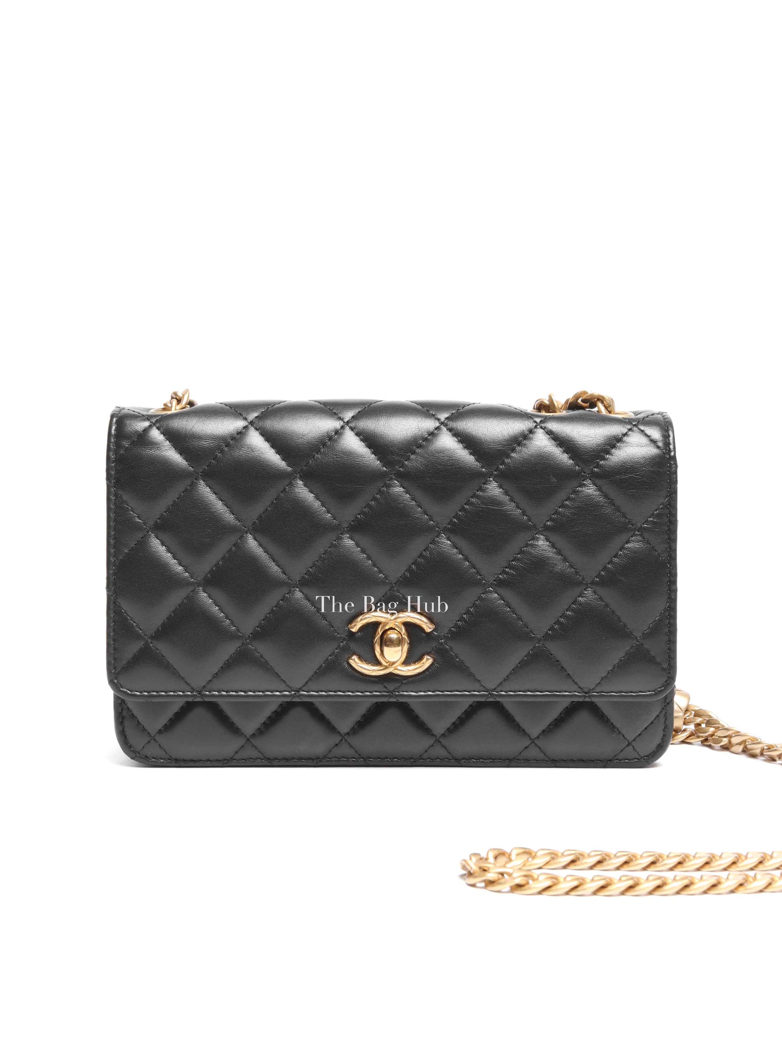 Chanel Black Lambskin Quilted Pillow Crush Wallet On Chain