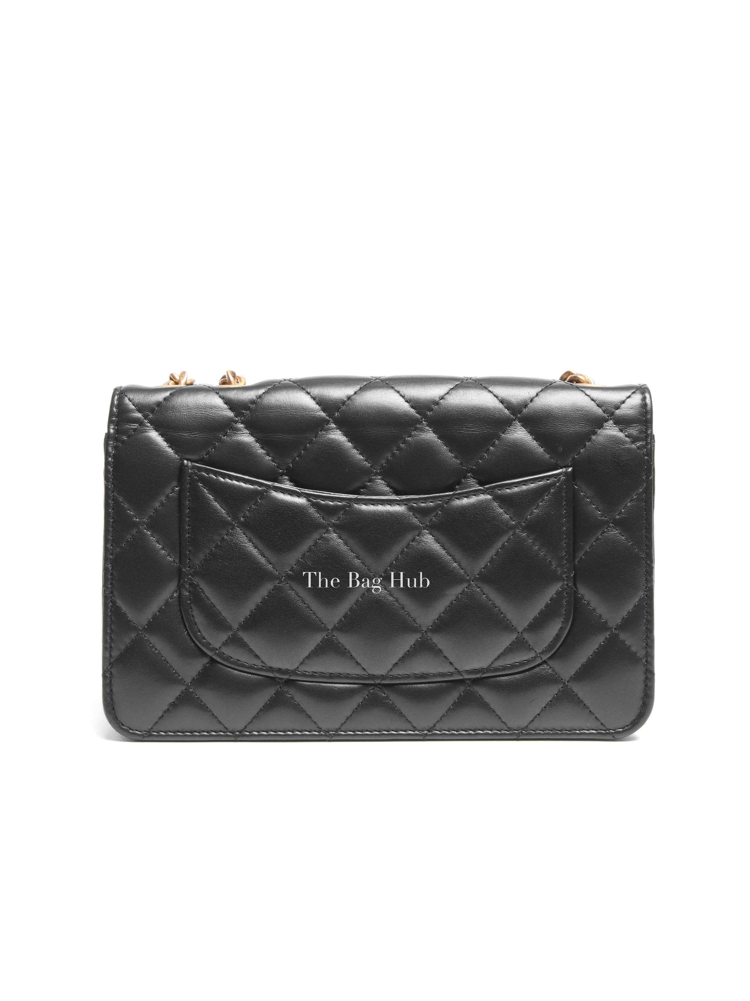 Chanel Black Lambskin Quilted Pillow Crush Wallet On Chain