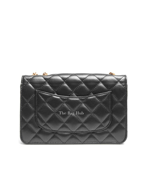 Chanel Black Lambskin Quilted Pillow Crush Wallet On Chain