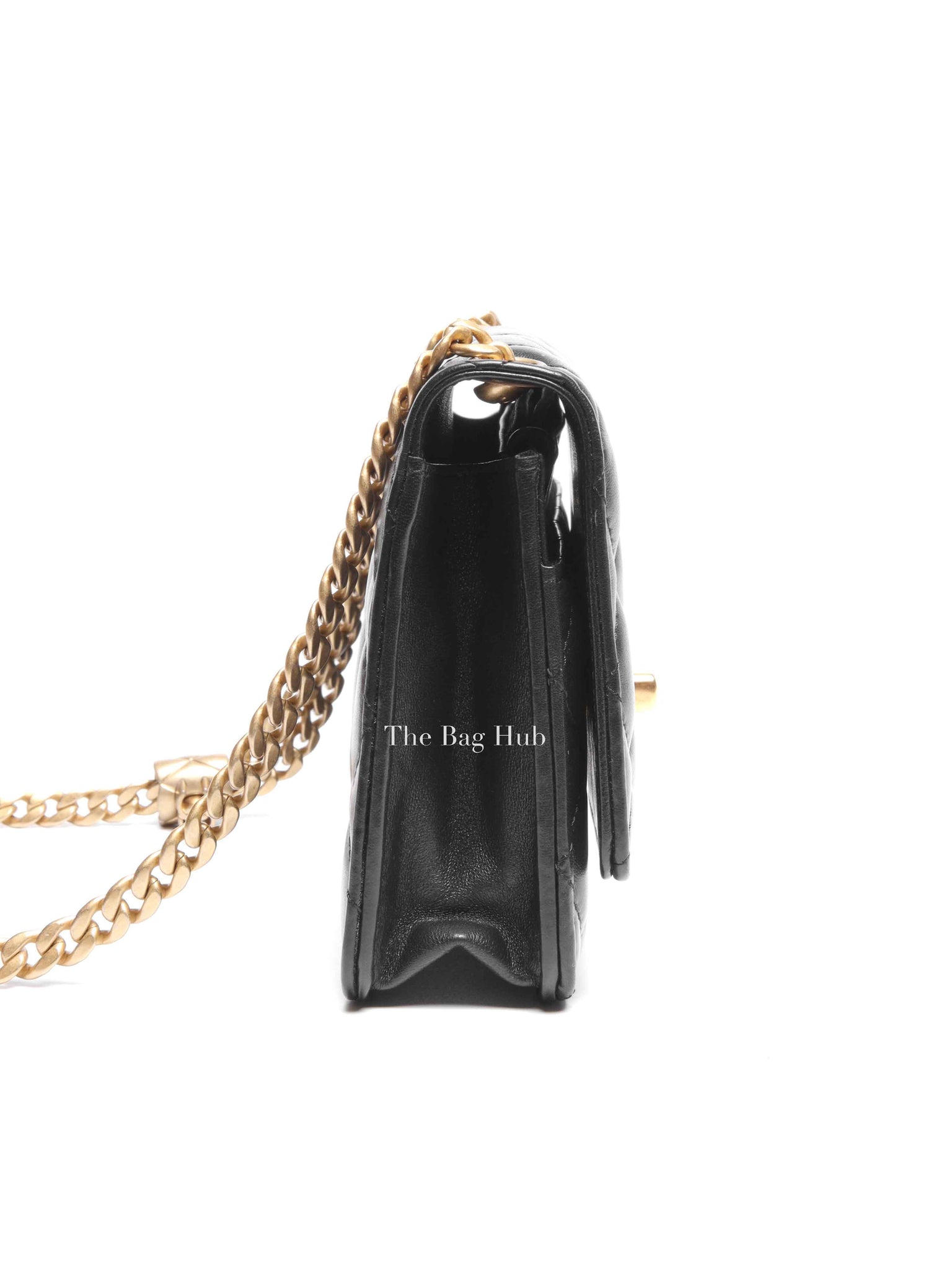 Chanel Black Lambskin Quilted Pillow Crush Wallet On Chain