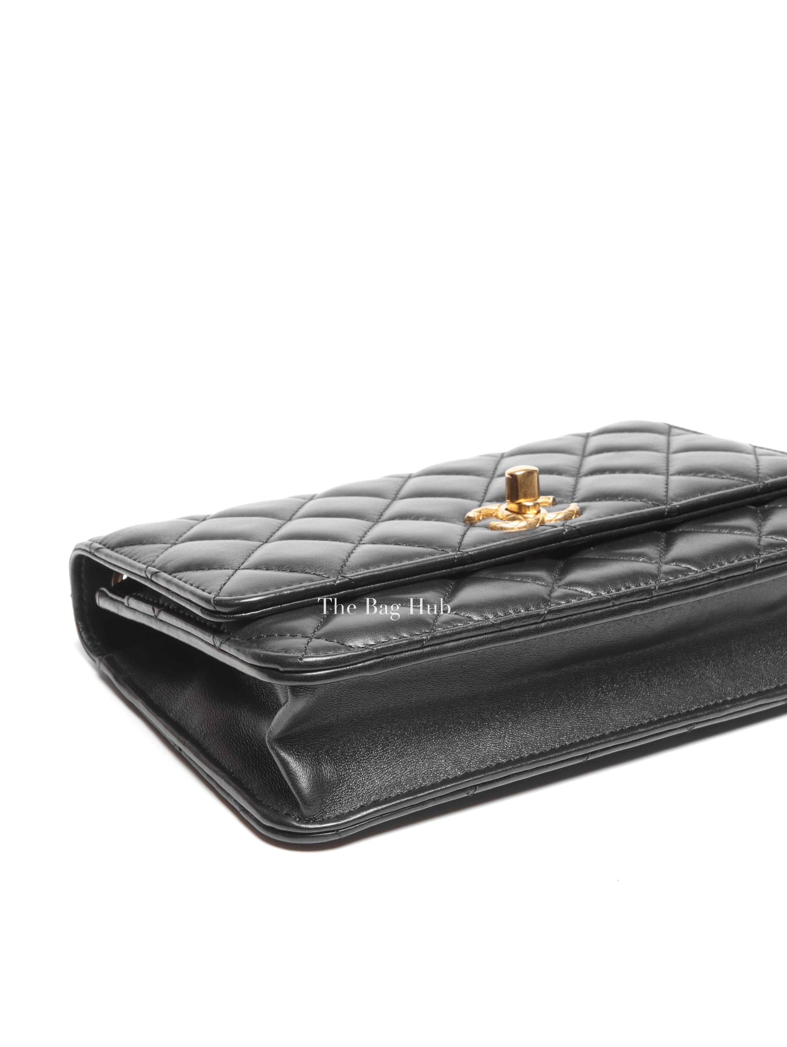 Chanel Black Lambskin Quilted Pillow Crush Wallet On Chain