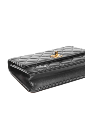 Chanel Black Lambskin Quilted Pillow Crush Wallet On Chain