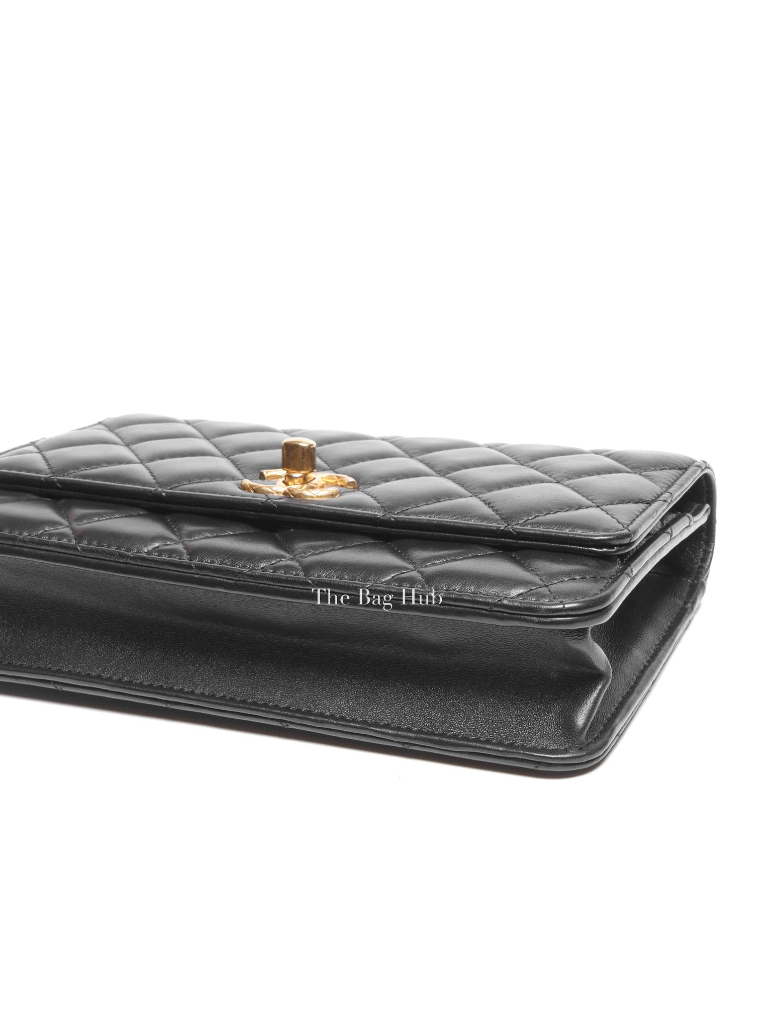 Chanel Black Lambskin Quilted Pillow Crush Wallet On Chain