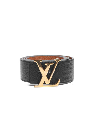 Louis Vuitton Brown/Black Leather Initiales Reversible Belt 40mm Size 95/38
