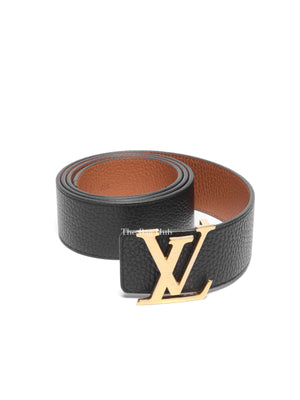 Louis Vuitton Brown/Black Leather Initiales Reversible Belt 40mm Size 95/38