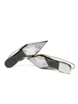 Versace Gold Patent Leather Medusa Slingback Flats Size 40