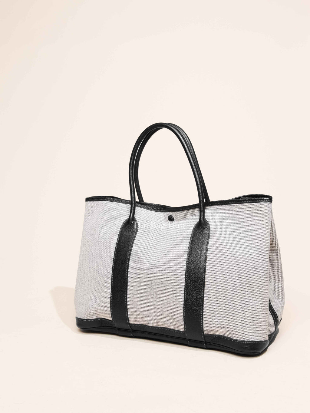 Hermes Black/Gray Toile Canvas/Buffalo Leather Garden Party 36 Tote Bag