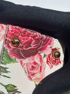 Dolce & Gabbana White Floral Leather Sicily Top Handle Medium Shoulder Bag