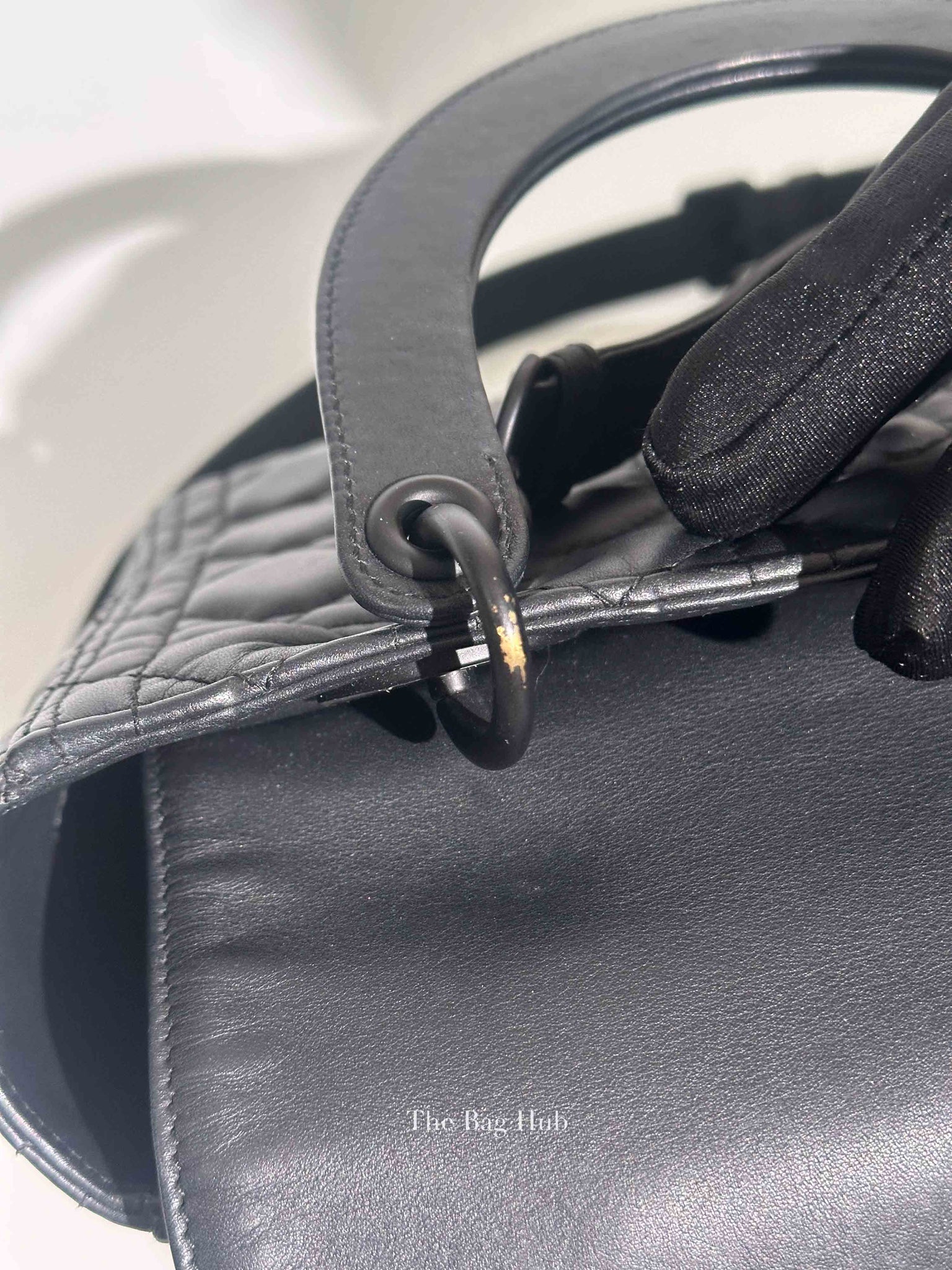 Dior Matte Black Lambskin Lady Dior Medium Bag